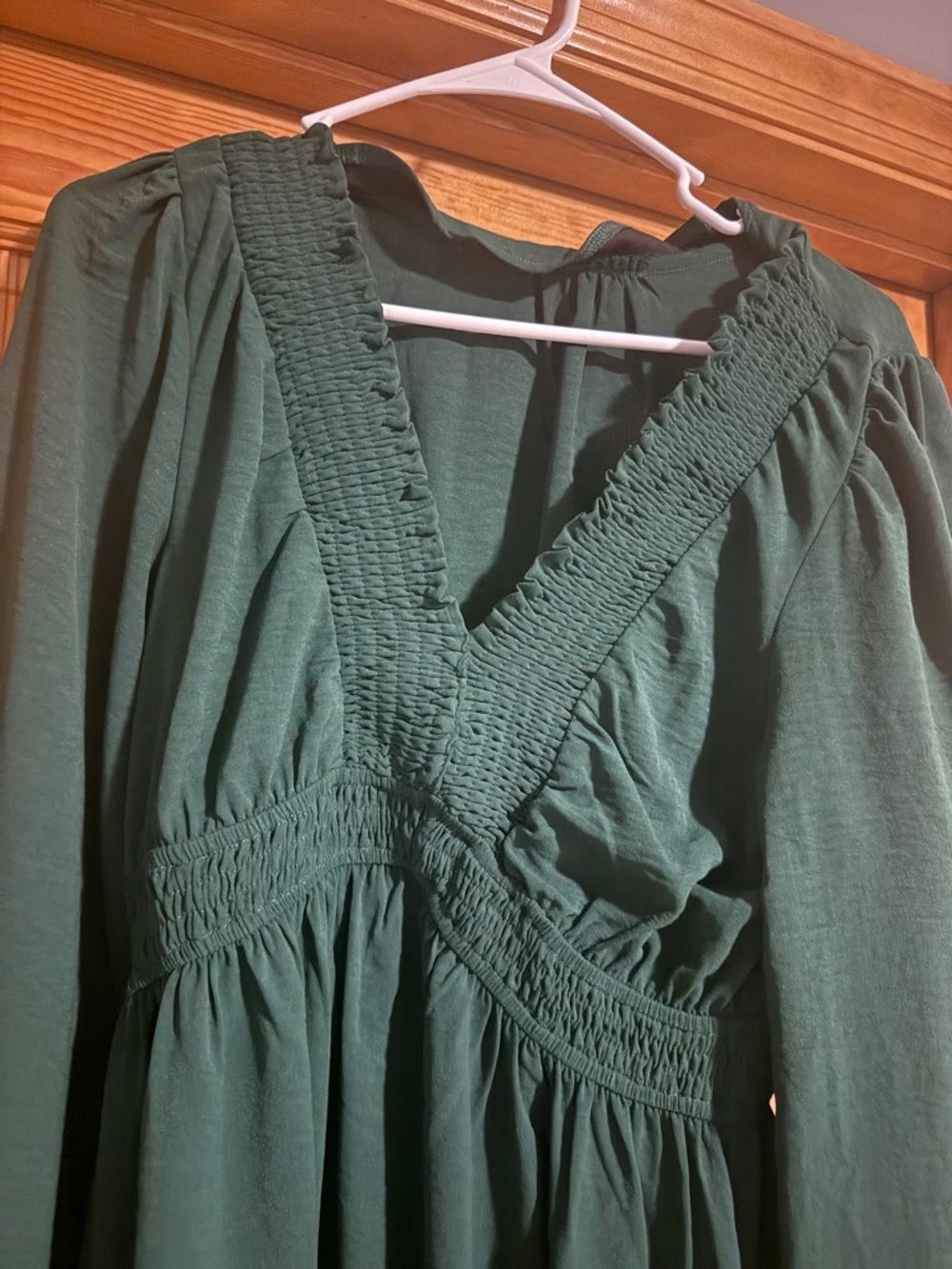 Cupshe Forest Green Smocked Midi Dress
